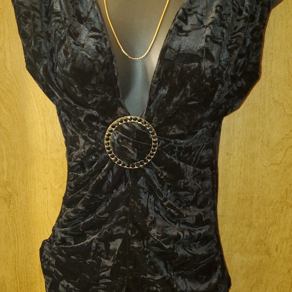 A.Byer ladies black fancy dress shirt medium